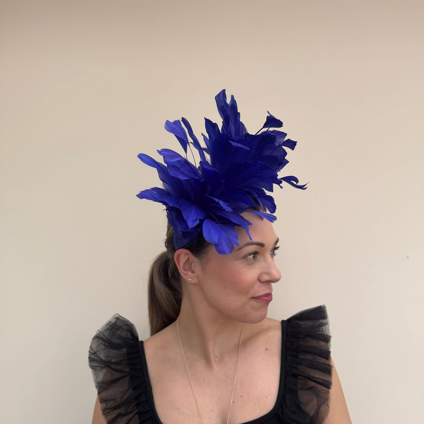 J Bees JB26/107 Cobalt Blue Feather Headband Fascinator