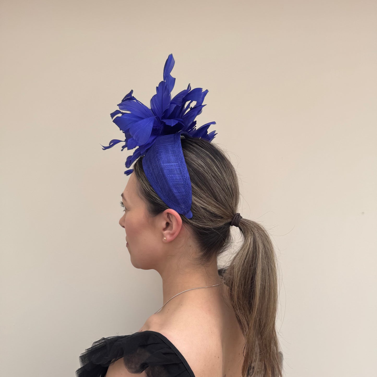 J Bees JB26/107 Cobalt Blue Feather Headband Fascinator