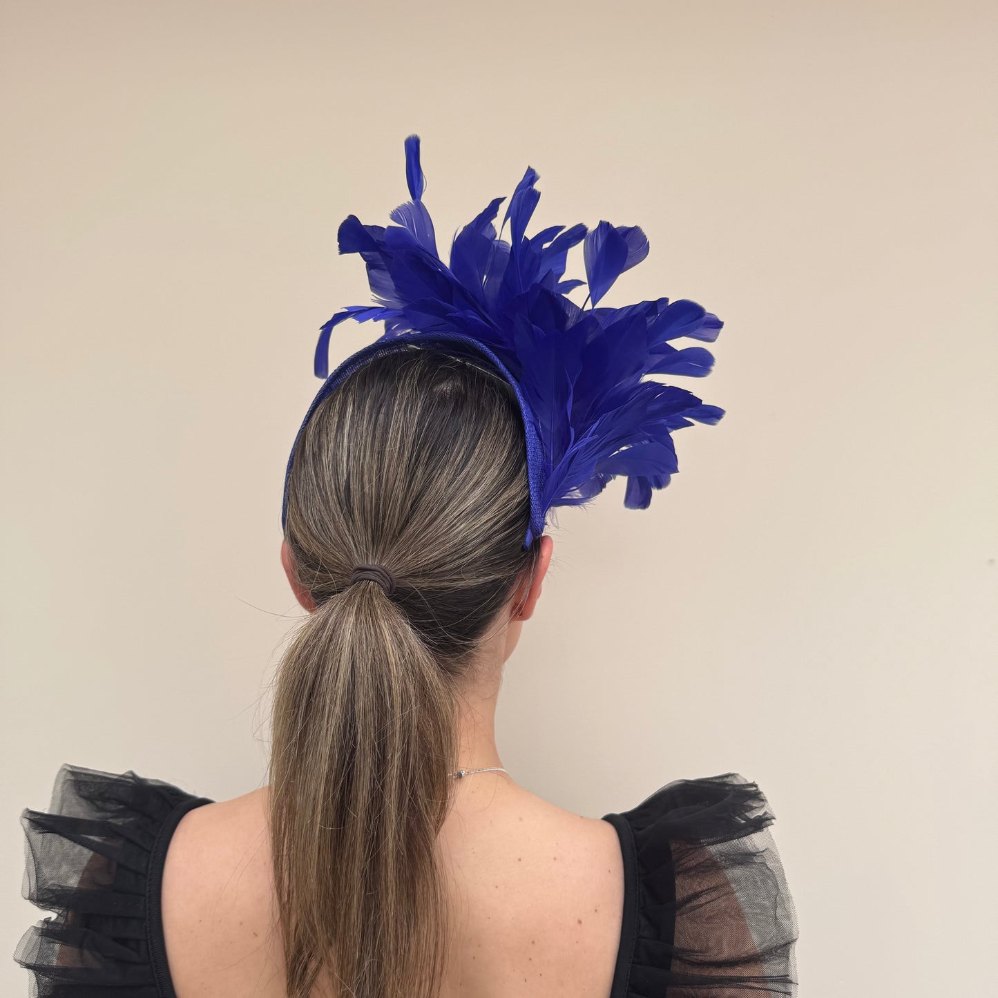 J Bees JB26/107 Cobalt Blue Feather Headband Fascinator