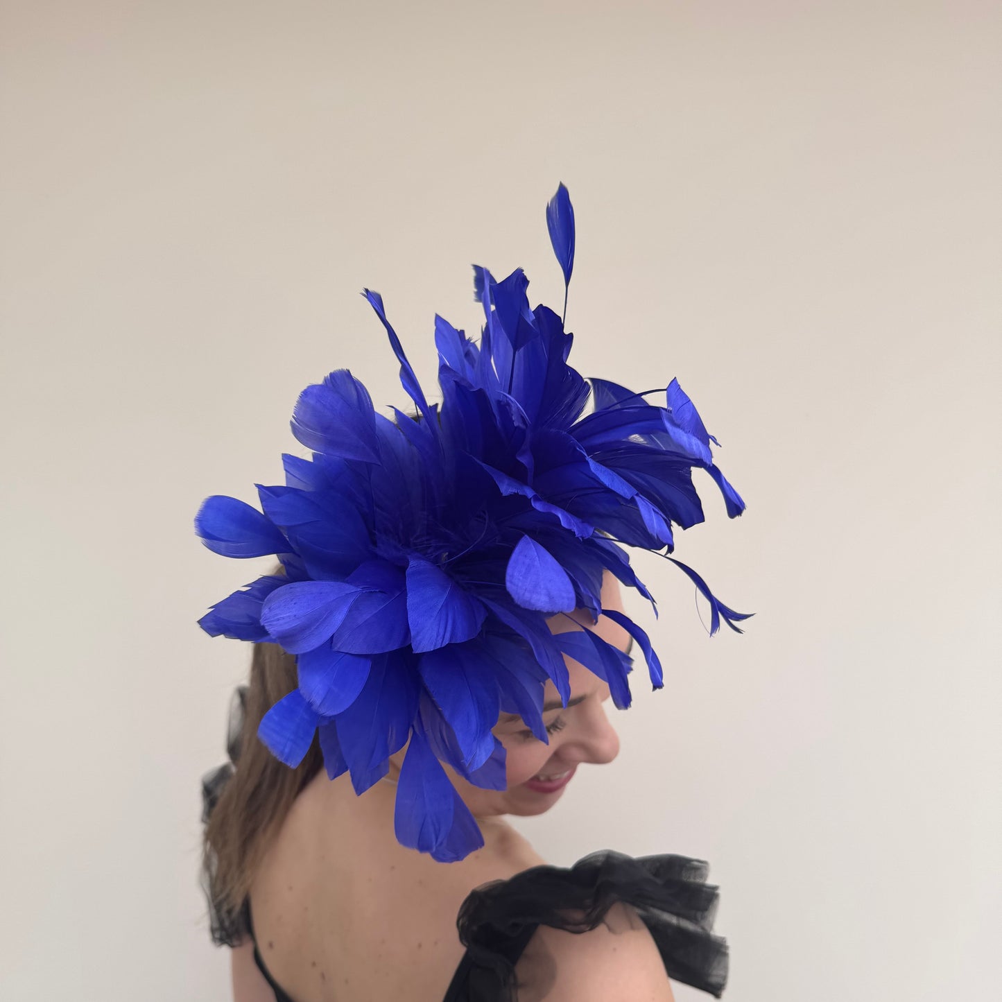 J Bees JB26/107 Cobalt Blue Feather Headband Fascinator