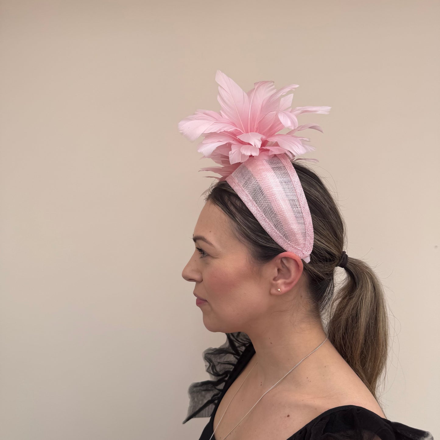 J Bees JB26/107 Peony Pink Feather Headband Fascinator