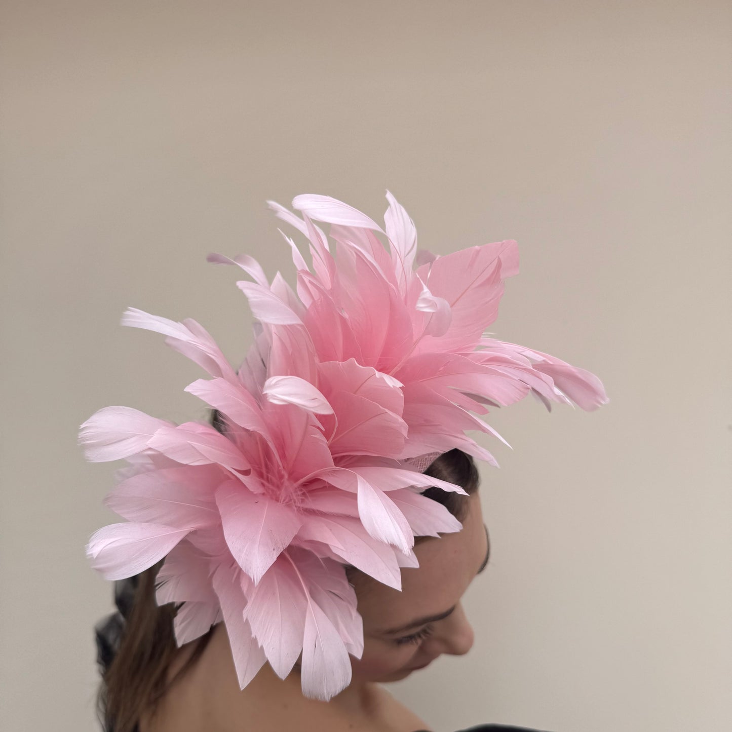 J Bees JB26/107 Peony Pink Feather Headband Fascinator