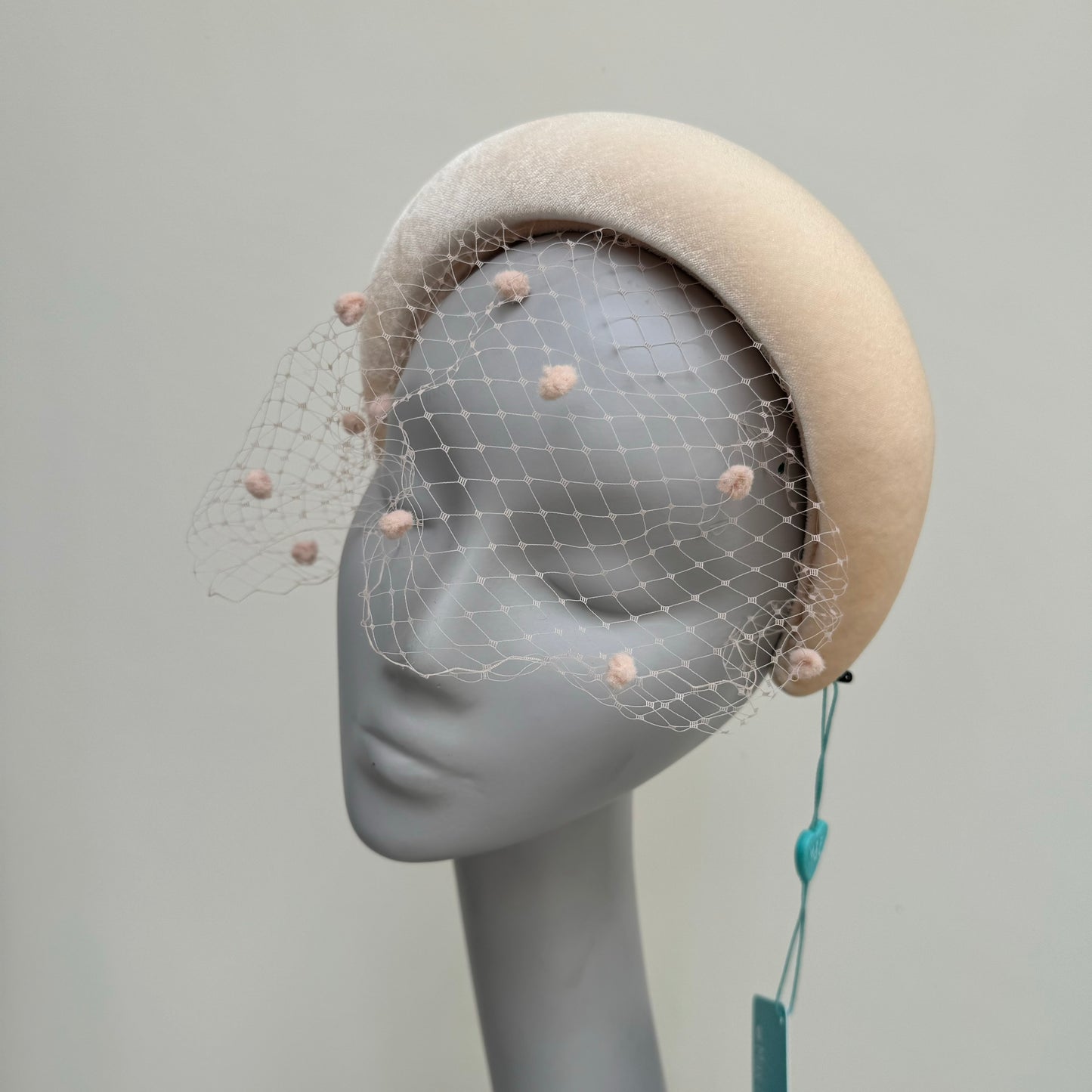 Max and Ellie HF7 Chalk Nude Velvet Headband with Veil