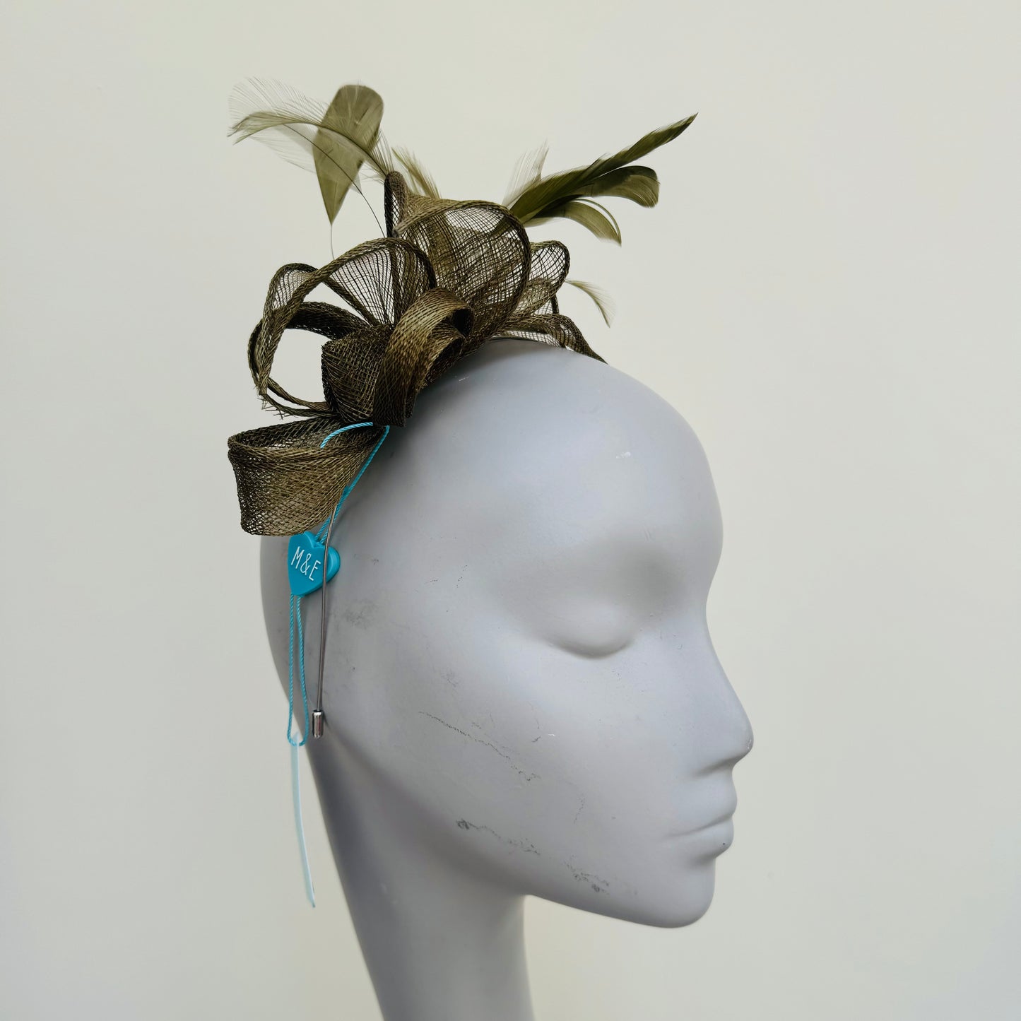 Max and Ellie BF3 Small Fascinator on Headband in Greens