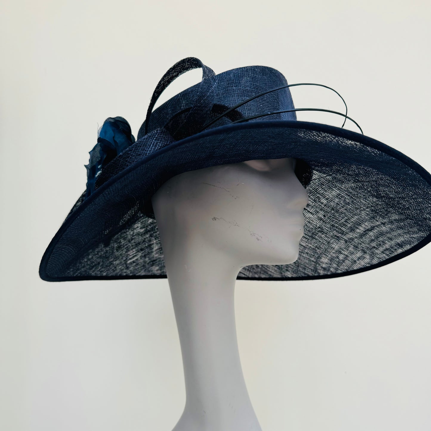 J Bees Navy Hat with Bow and Flower Detailing