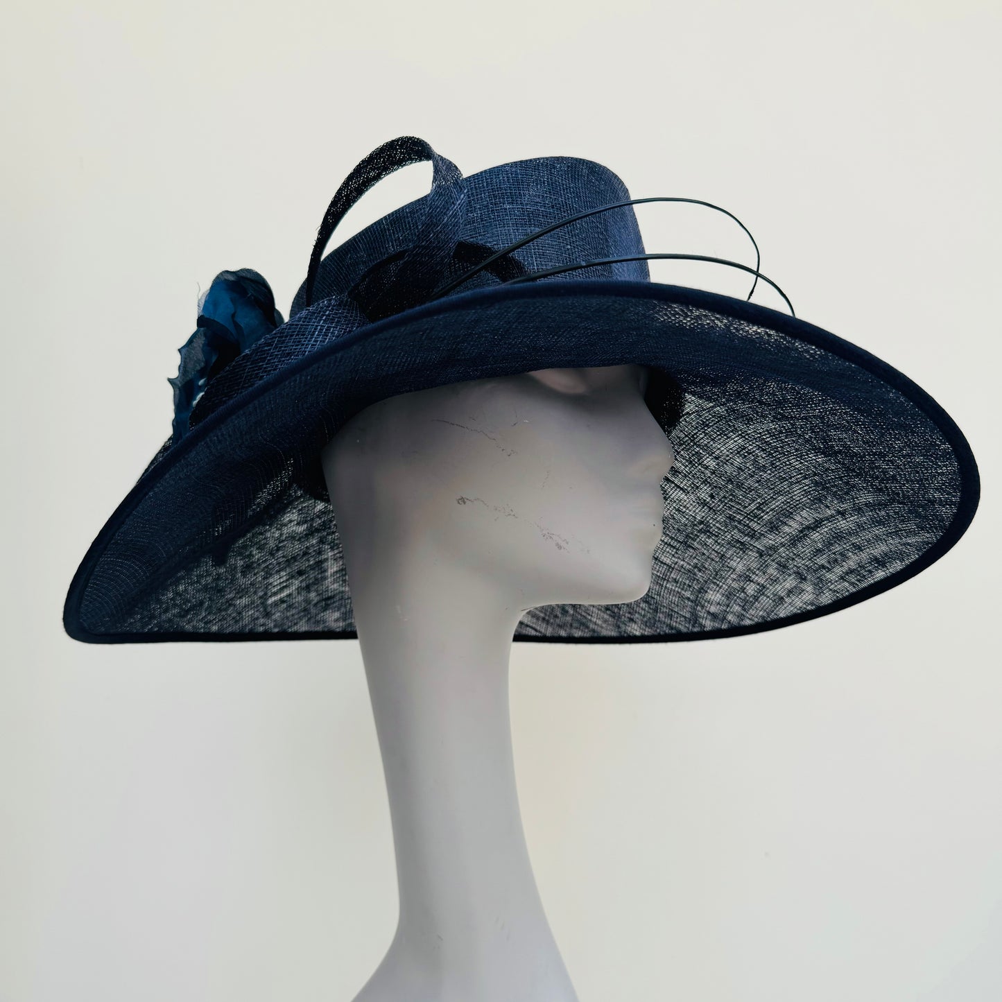 J Bees Navy Hat with Bow and Flower Detailing