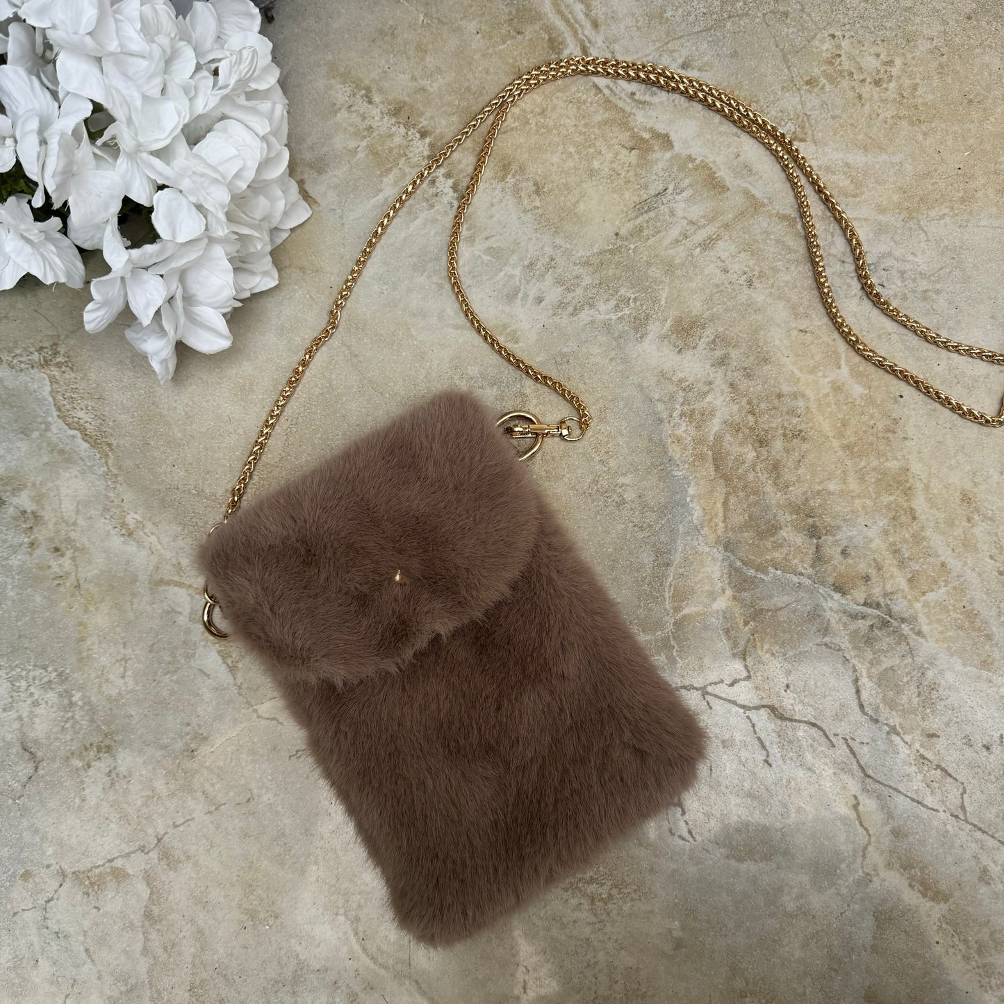 Malissa J Faux Fur Mini Phone Bag