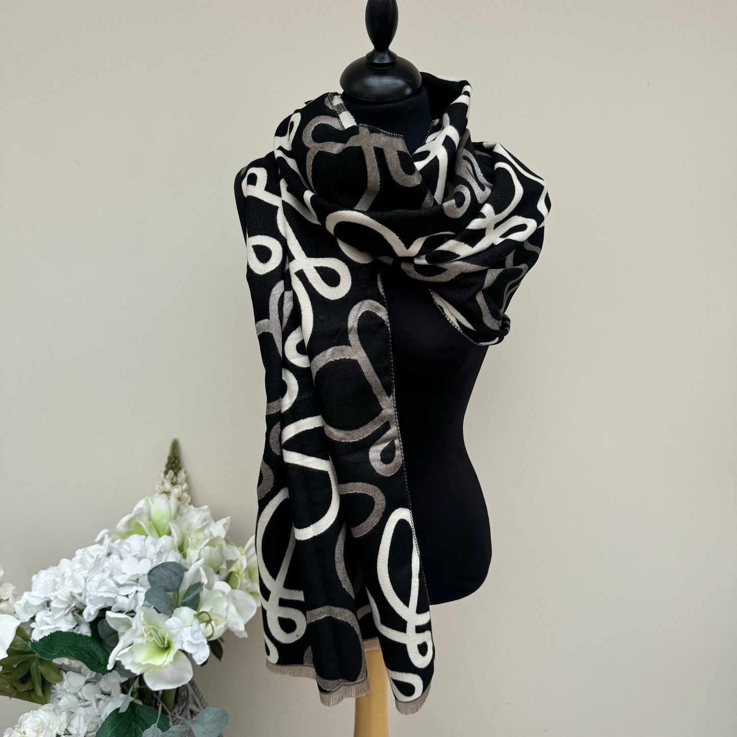 Malissa J Reversible 3 Tone Swirl Design Scarf