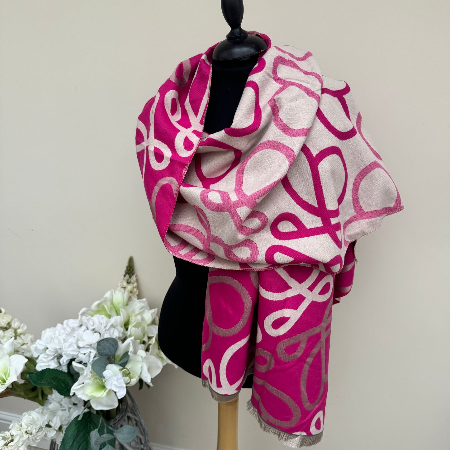 Malissa J Reversible 3 Tone Swirl Design Scarf