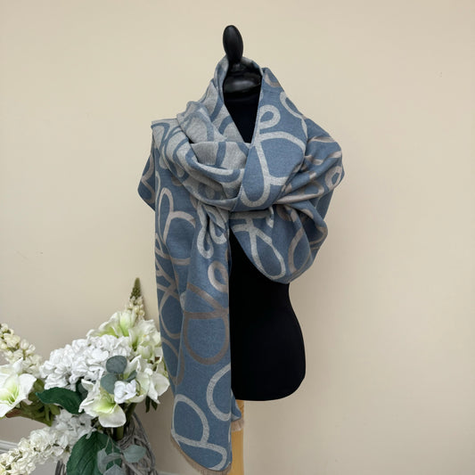 Malissa J Reversible 3 Tone Swirl Design Scarf