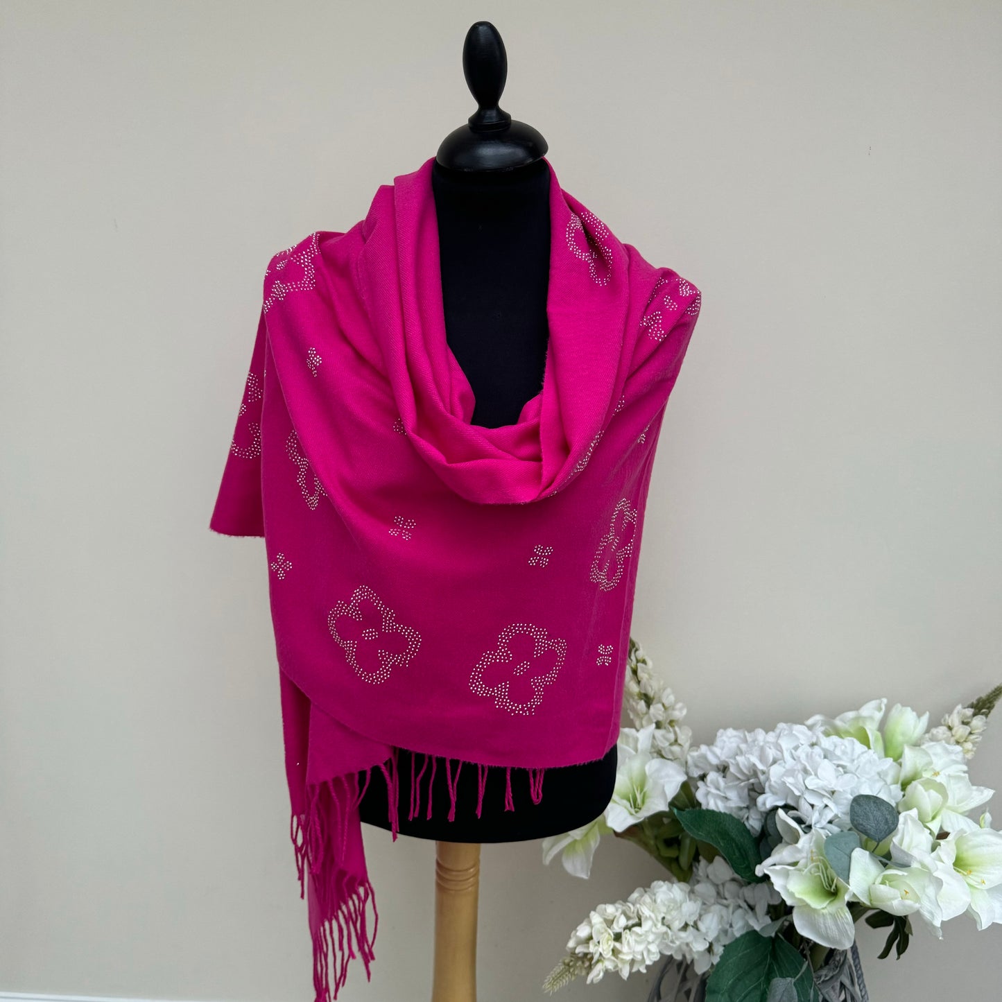 Malissa J Studded Flower Pashmina Wrap Scarf