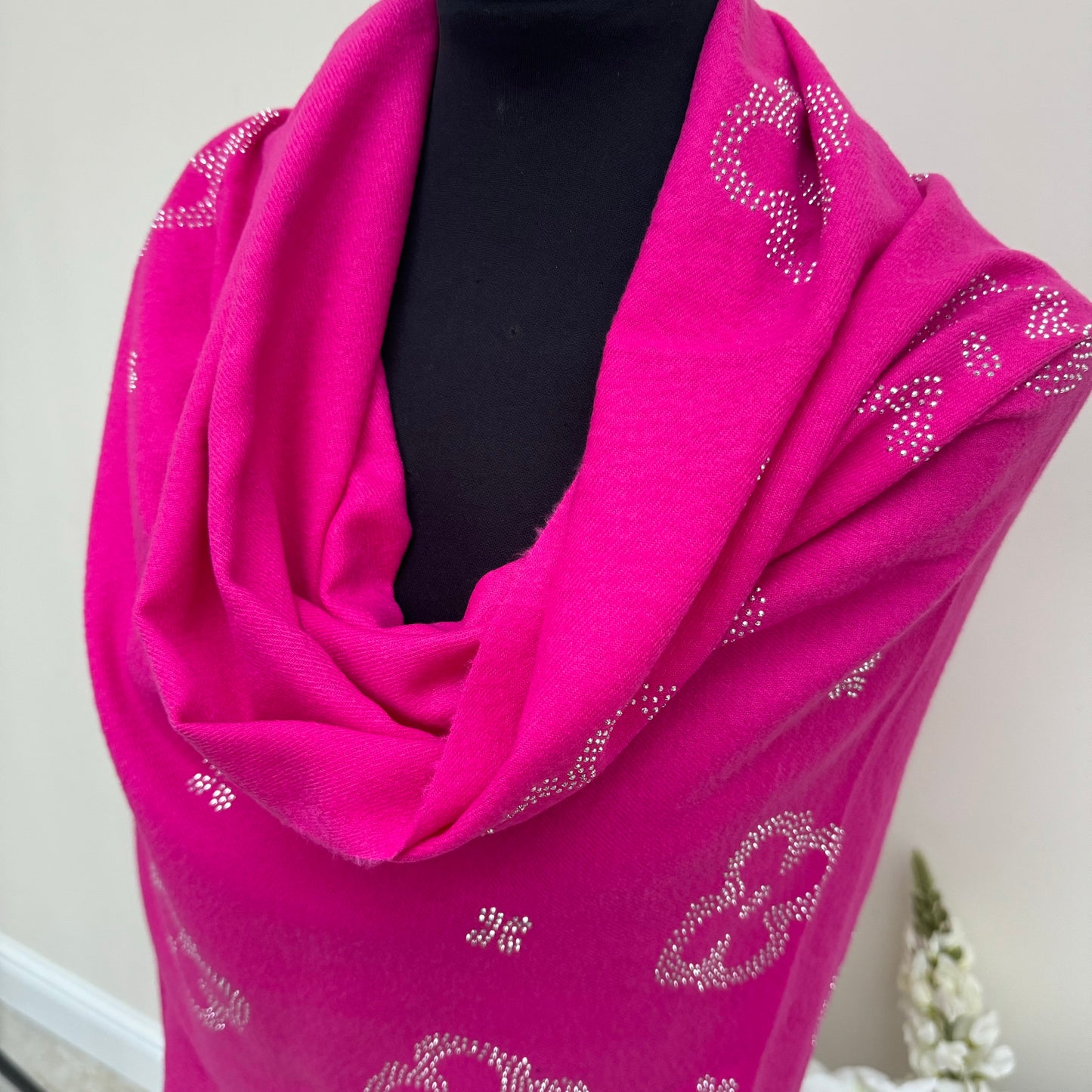 Malissa J Studded Flower Pashmina Wrap Scarf