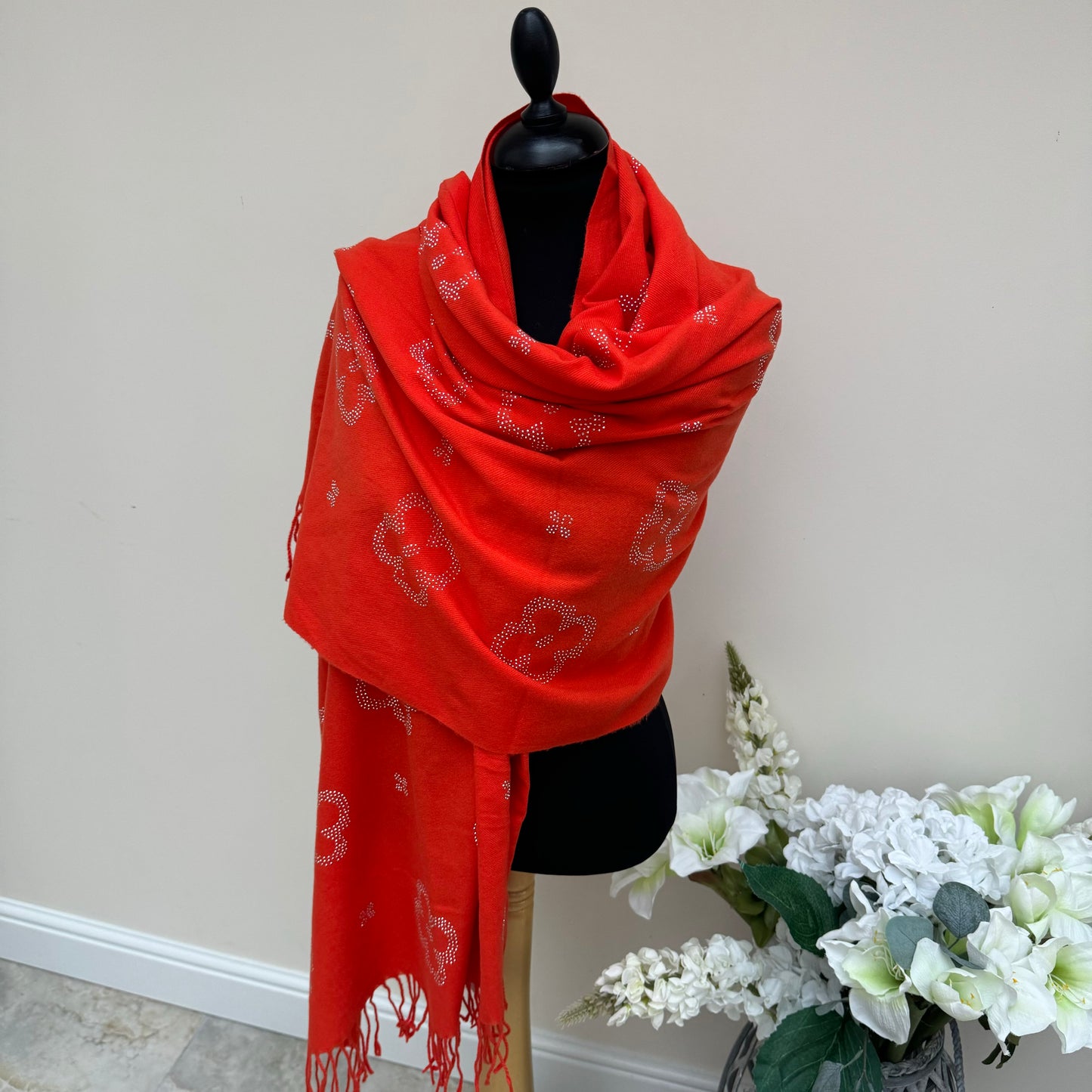 Malissa J Studded Flower Pashmina Wrap Scarf