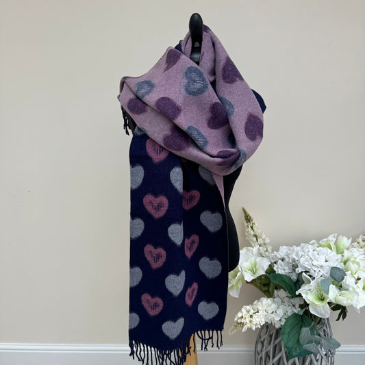 Butterfly Reversible Hearts Scarf