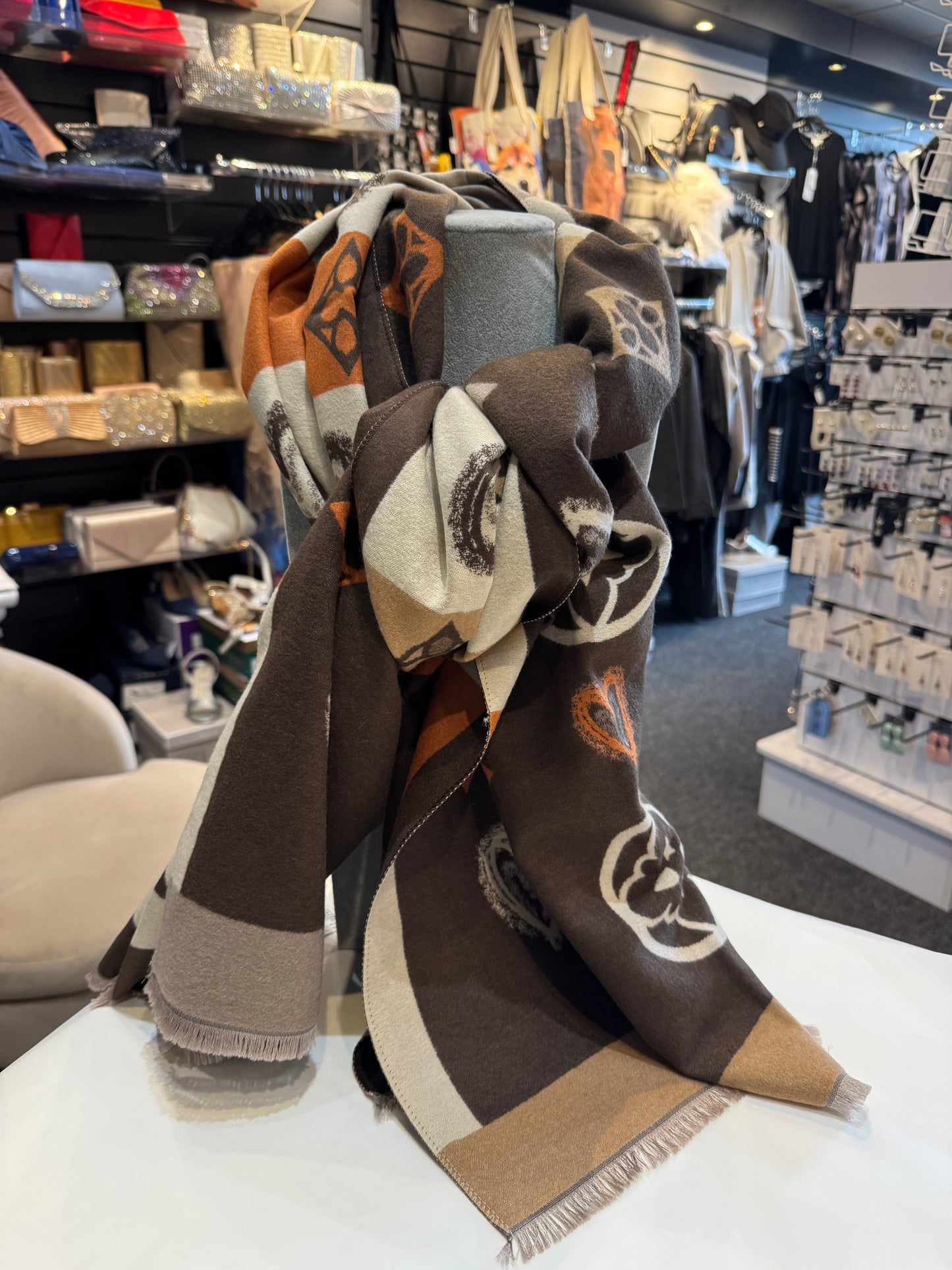 Malissa J GC20062 Reversible Striped Boarder Scarf