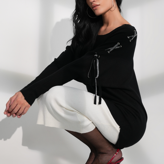 Paramour PK8034 Black Jumper with Criss Cross Sparkle