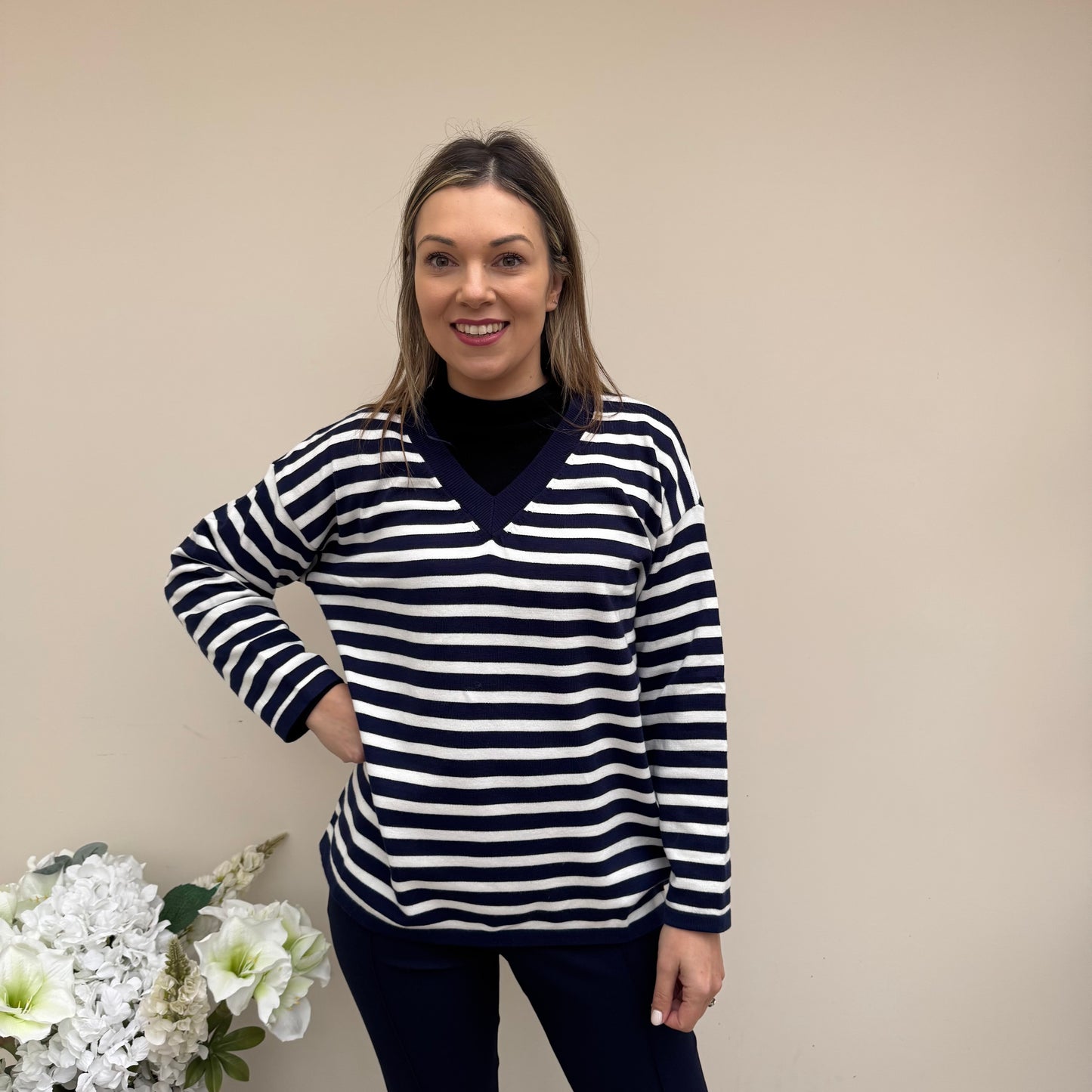 Paramour Striped V Neck Jumper