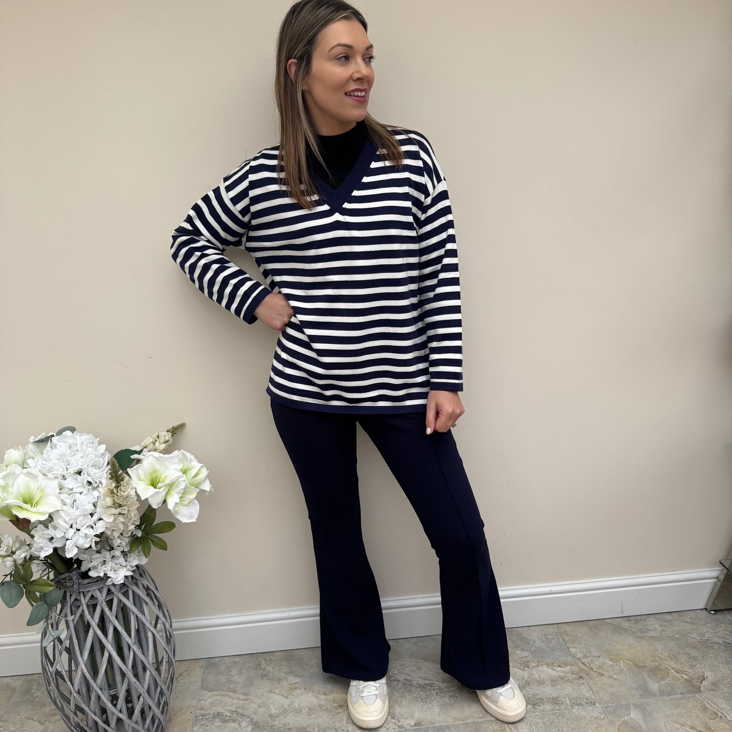 Paramour Striped V Neck Jumper