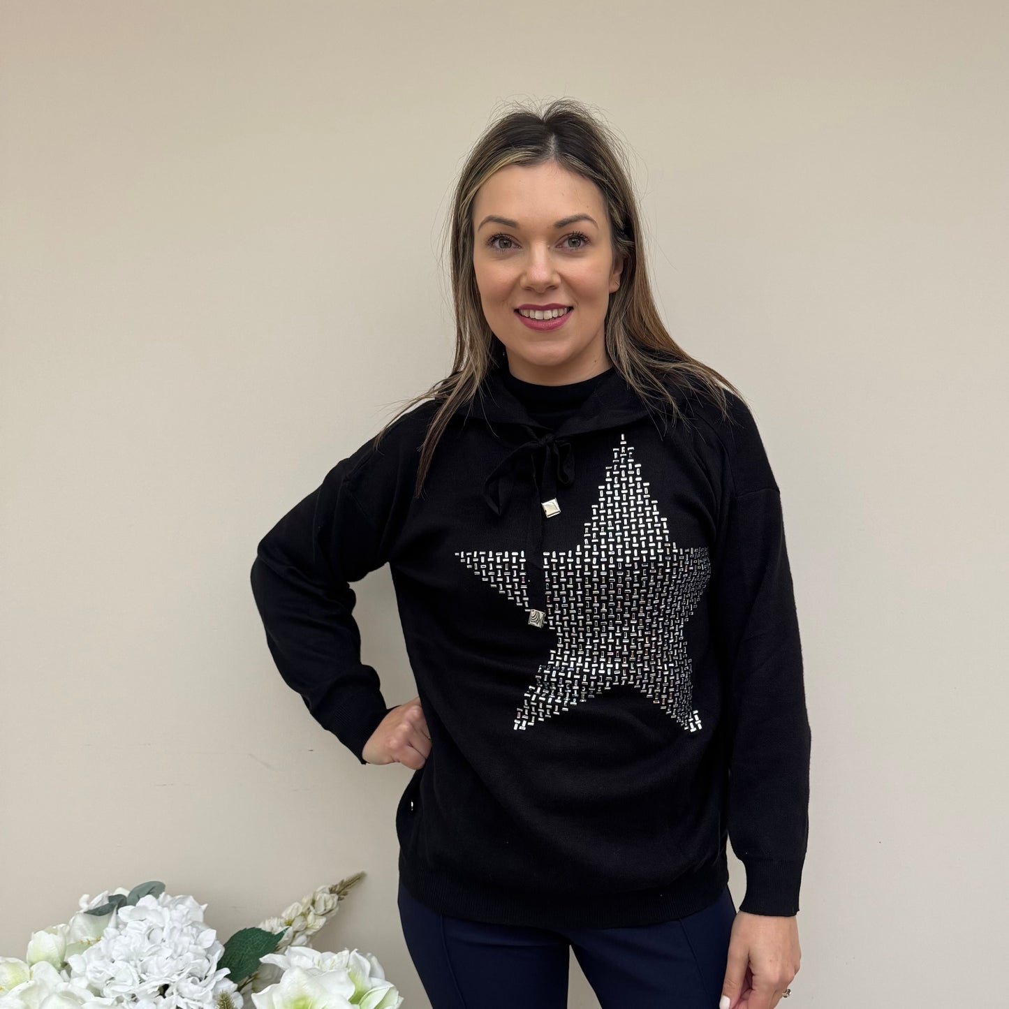 Malissa J knitted bling star jumper