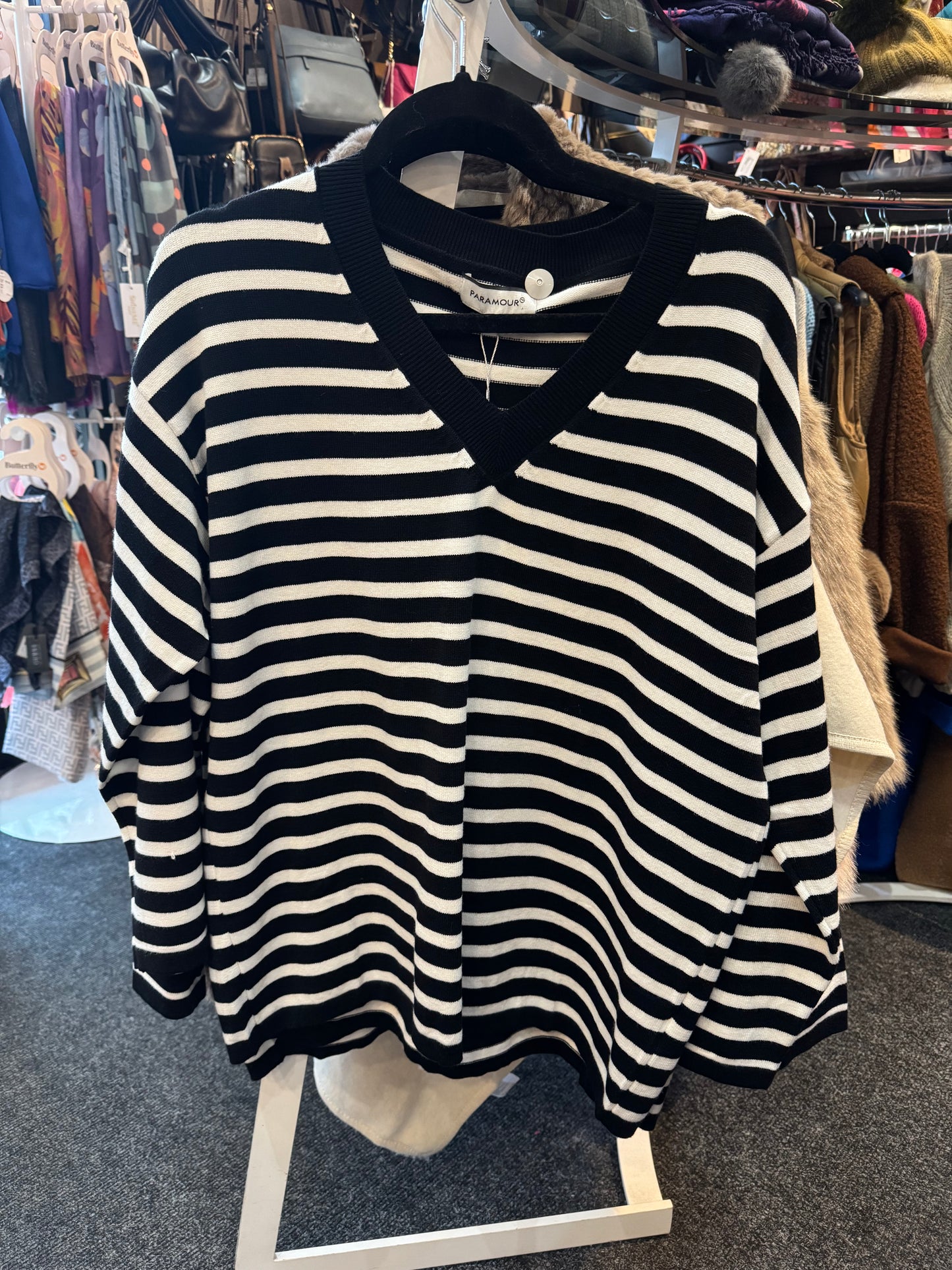 Paramour Striped V Neck Jumper