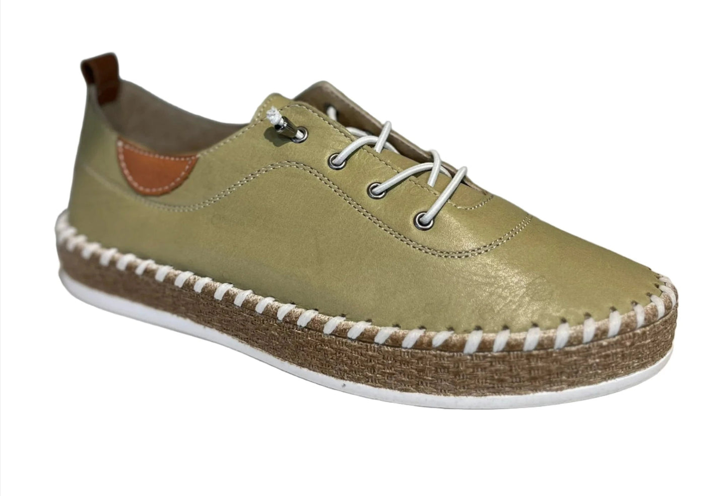 Shoozy Ivy Khaki Olive Green Leather Platform Plimsole