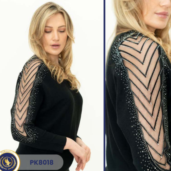 Paramour PK8018 Lace Inserts Sleeved Jumper