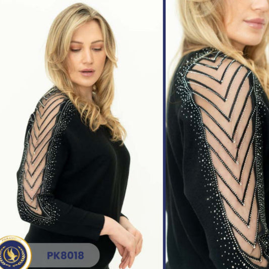 Paramour PK8018 Lace Inserts Sleeved Jumper