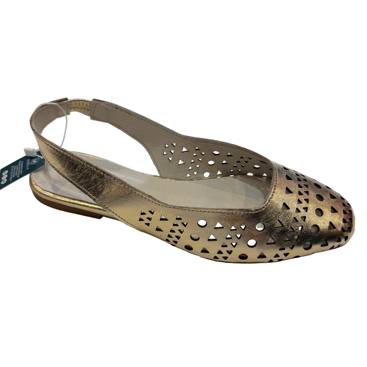 Modella Ruby leather laser cut out pattern slip on flats