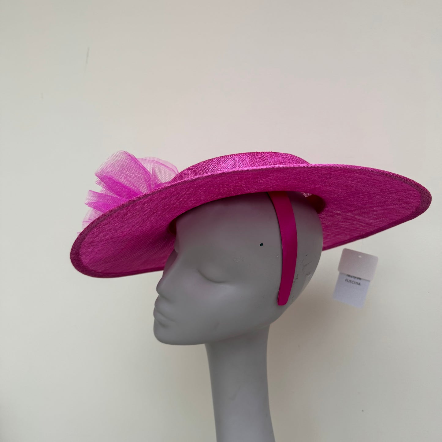 J Bees JB25/96 Fuchsia Pink Boater Hat on Headband