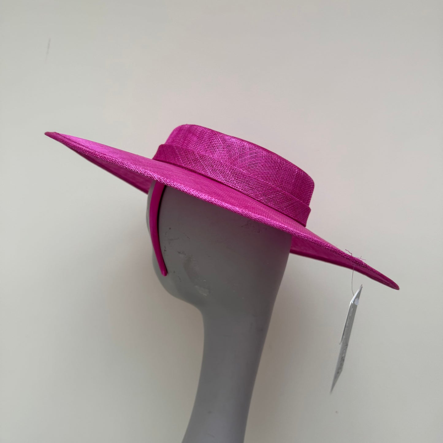 J Bees JB25/96 Fuchsia Pink Boater Hat on Headband