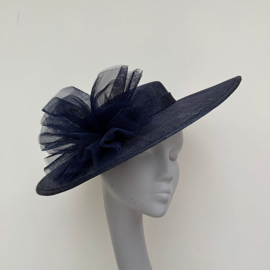 J Bees JB25/96 Navy Blue Boater Hat on Headband