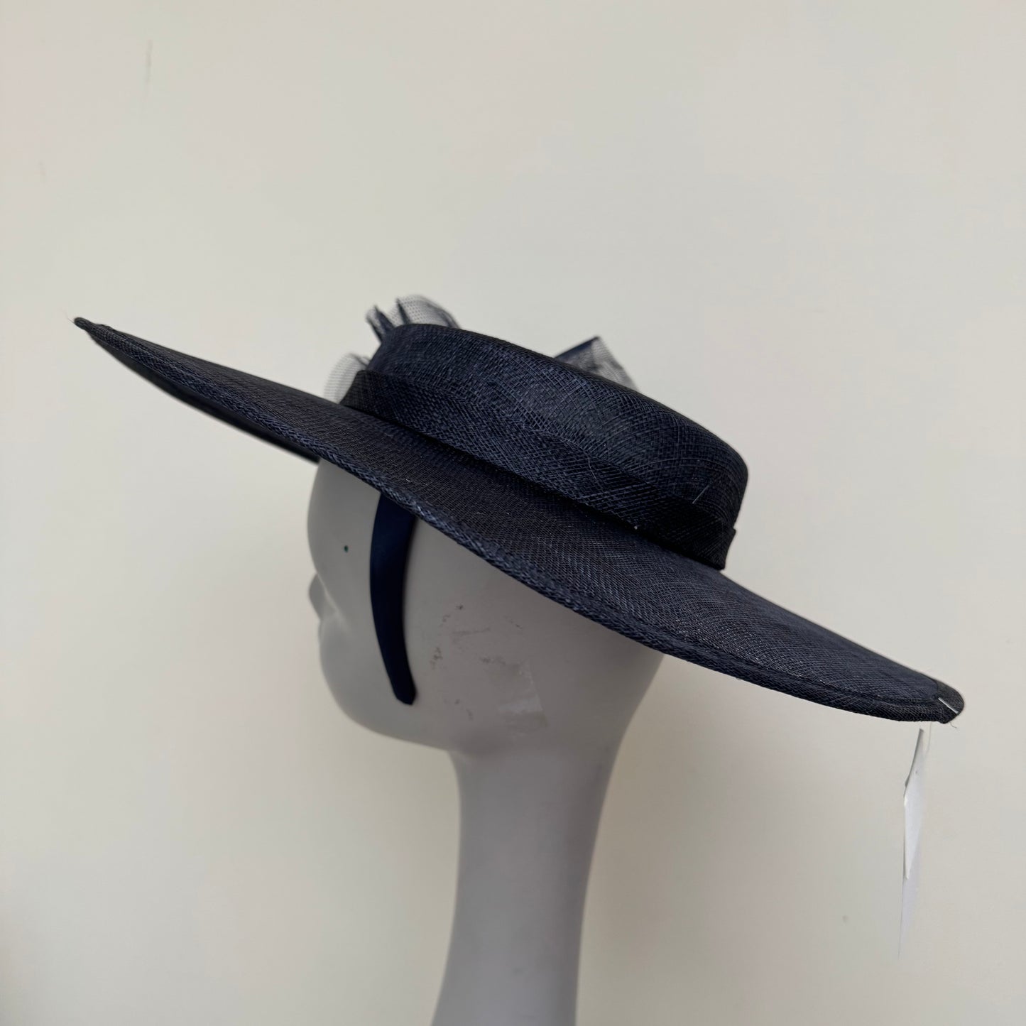 J Bees JB25/96 Navy Blue Boater Hat on Headband