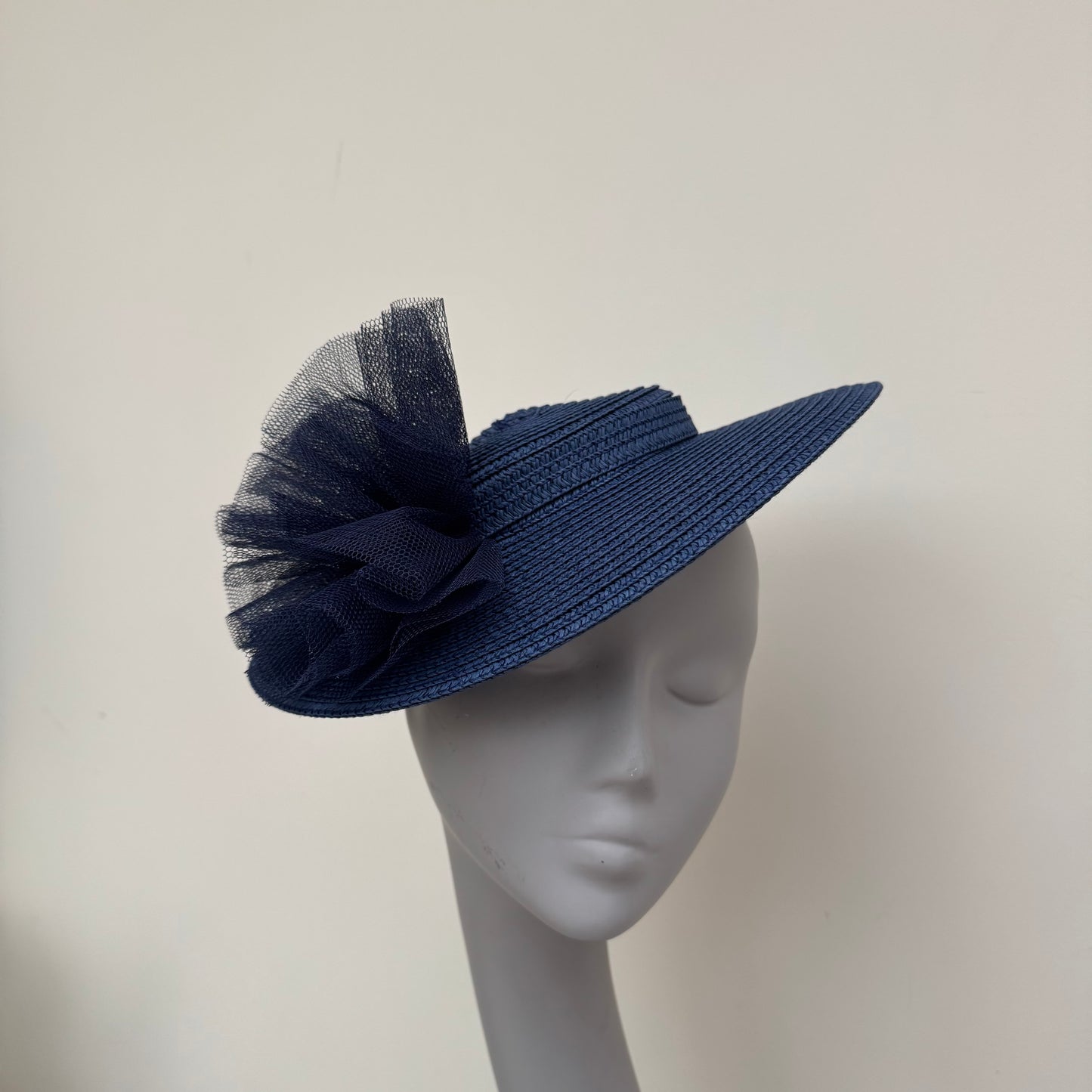 J Bees JB25/97 Navy Blue Mini Boater Hat on Headband