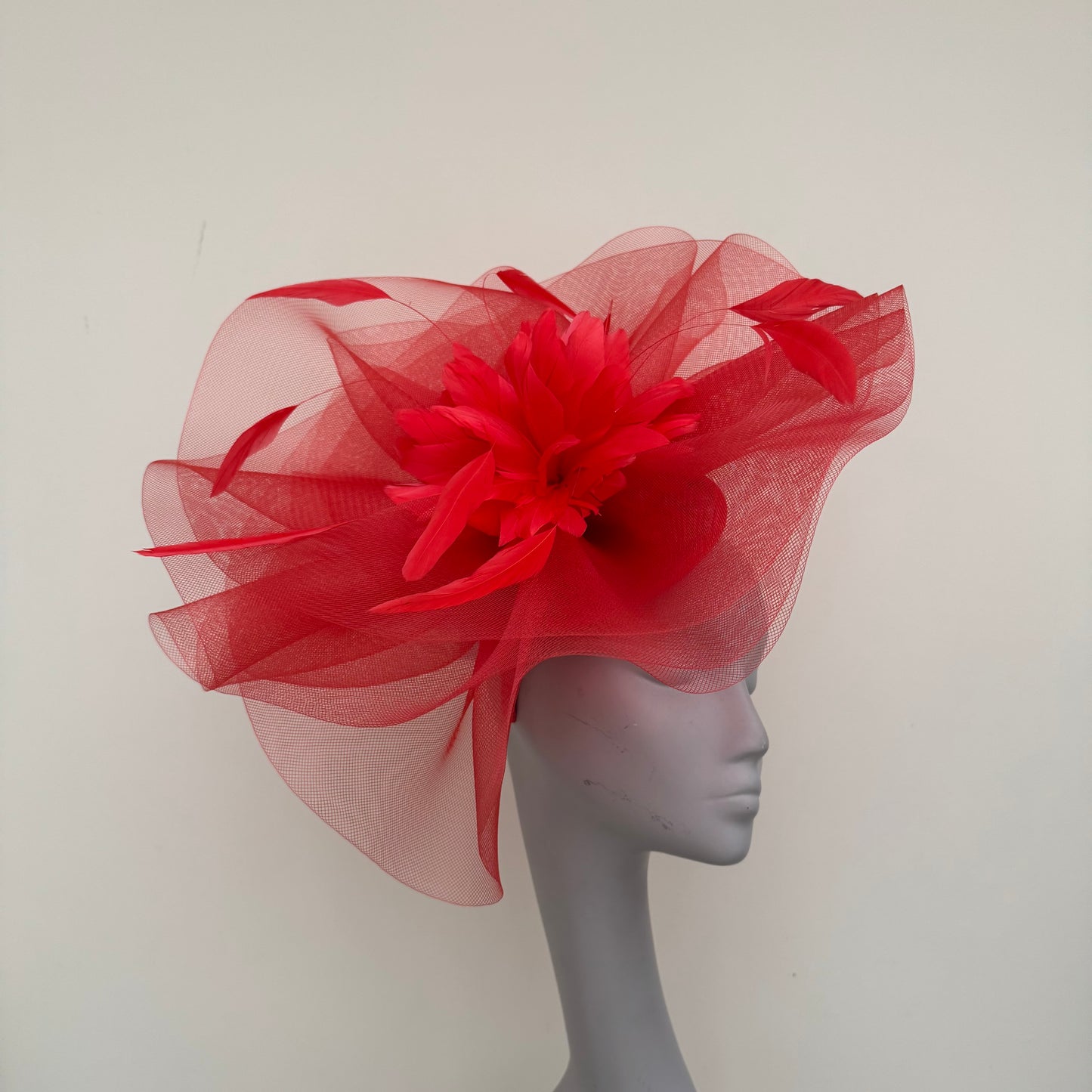 J Bees JB19/759 Poppy Red Large Crin Fascinator