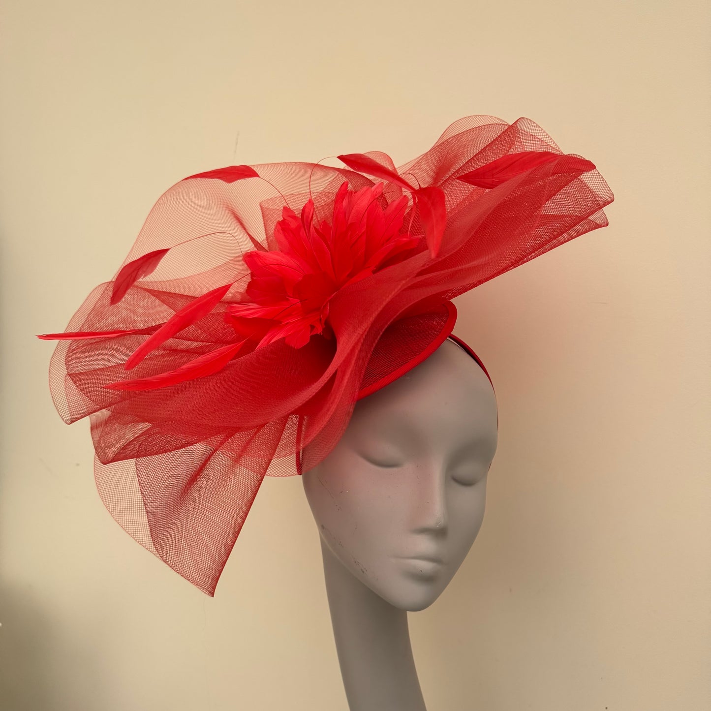 J Bees JB19/759 Poppy Red Large Crin Fascinator