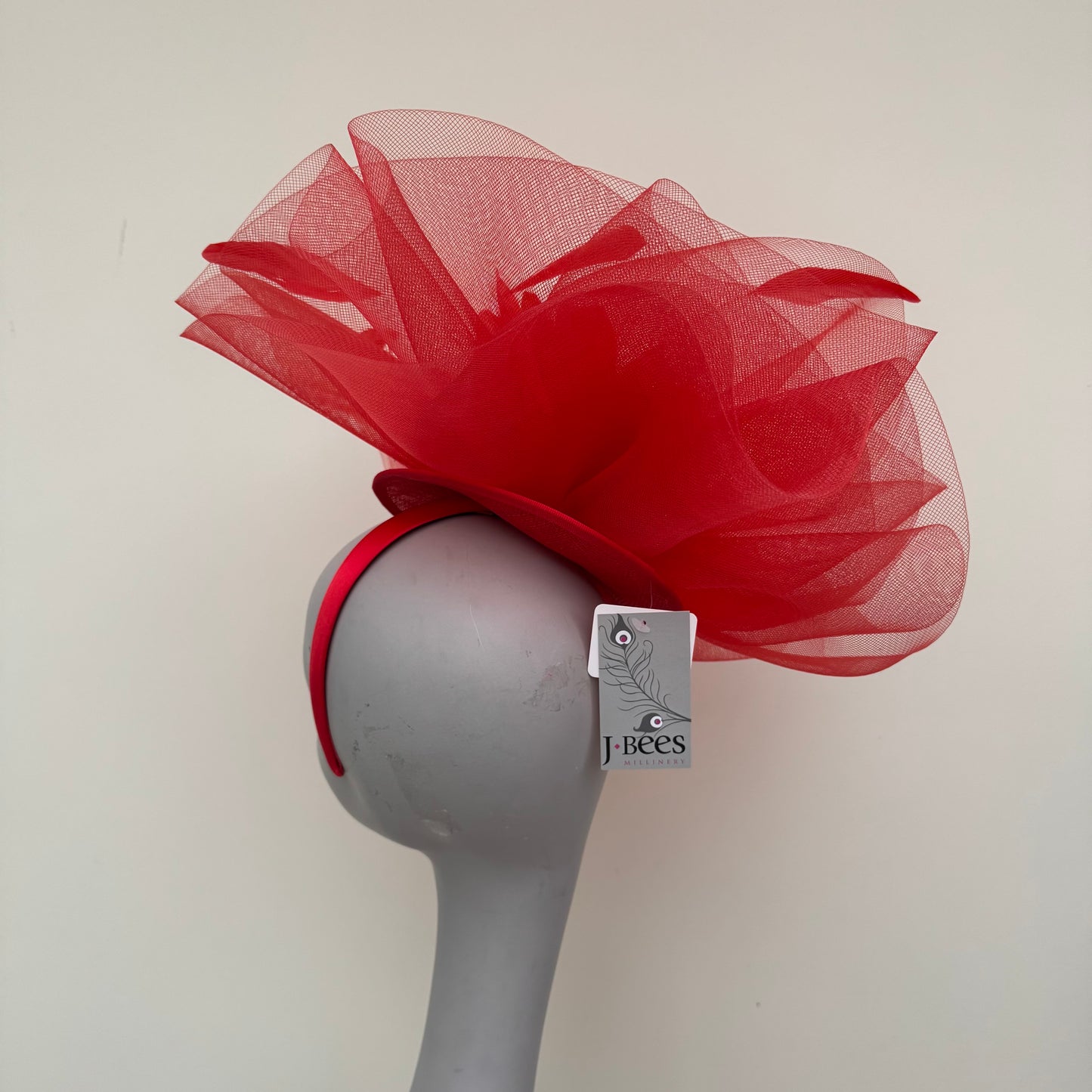 J Bees JB19/759 Poppy Red Large Crin Fascinator