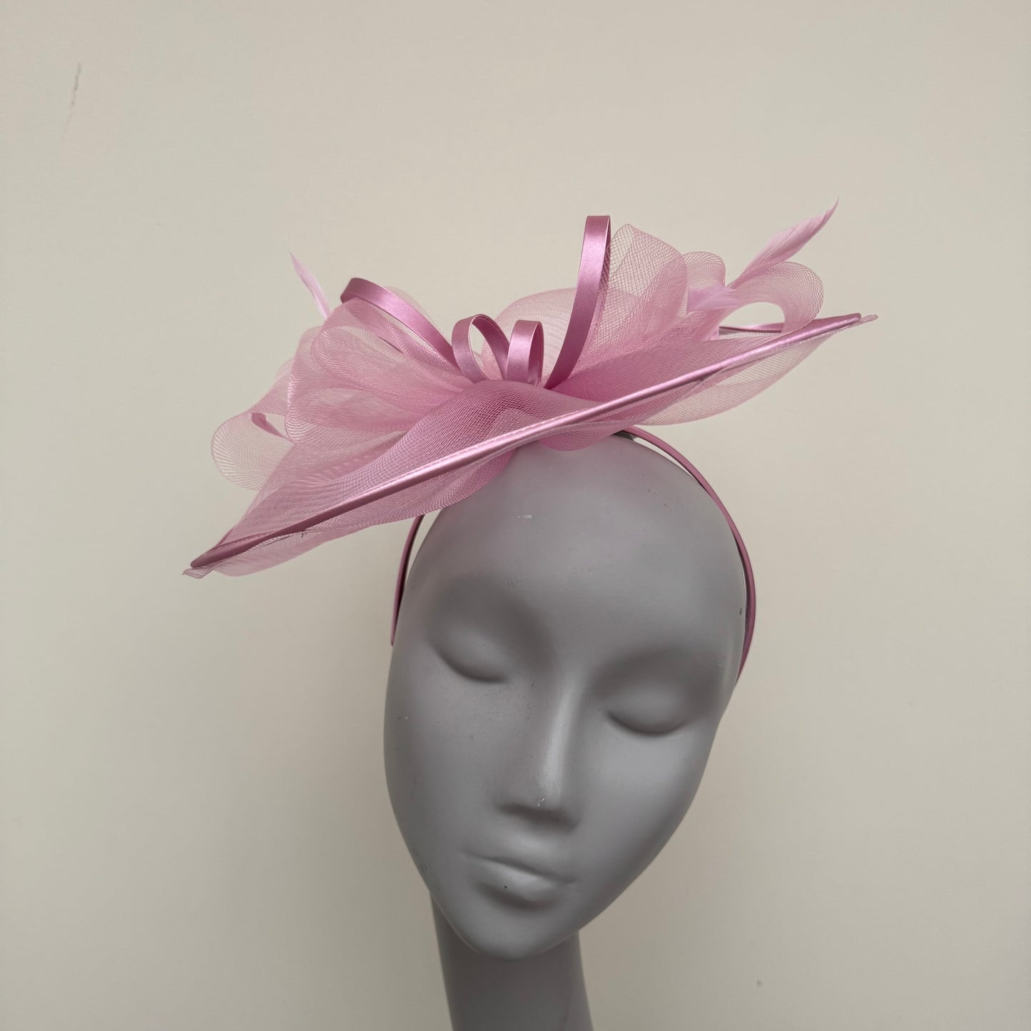 J Bees JB25/71 Quartz Pink Crin with Satin Edging and Detail Fascinator