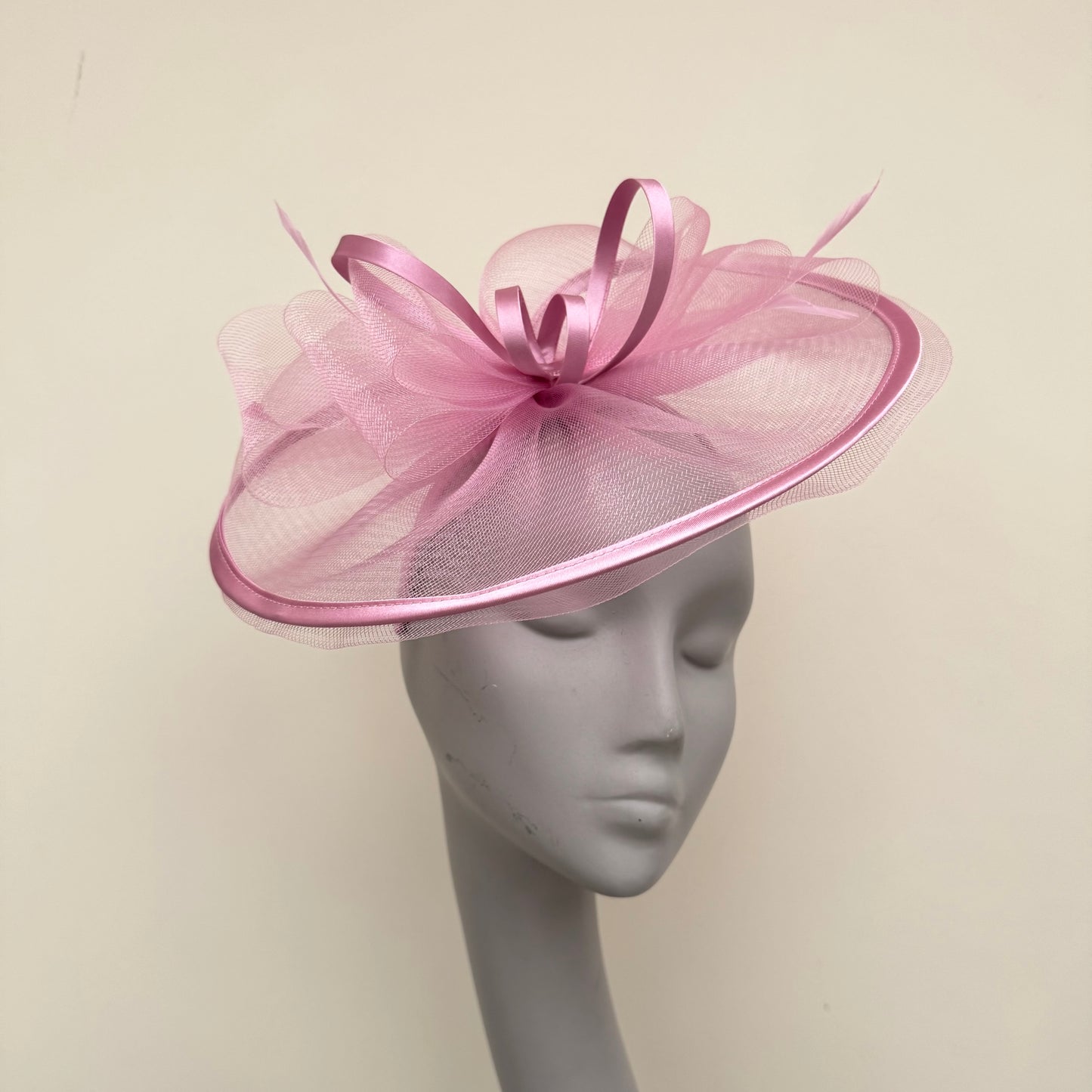 J Bees JB25/71 Quartz Pink Crin with Satin Edging and Detail Fascinator