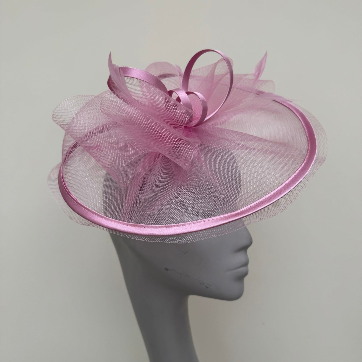 J Bees JB25/71 Quartz Pink Crin with Satin Edging and Detail Fascinator