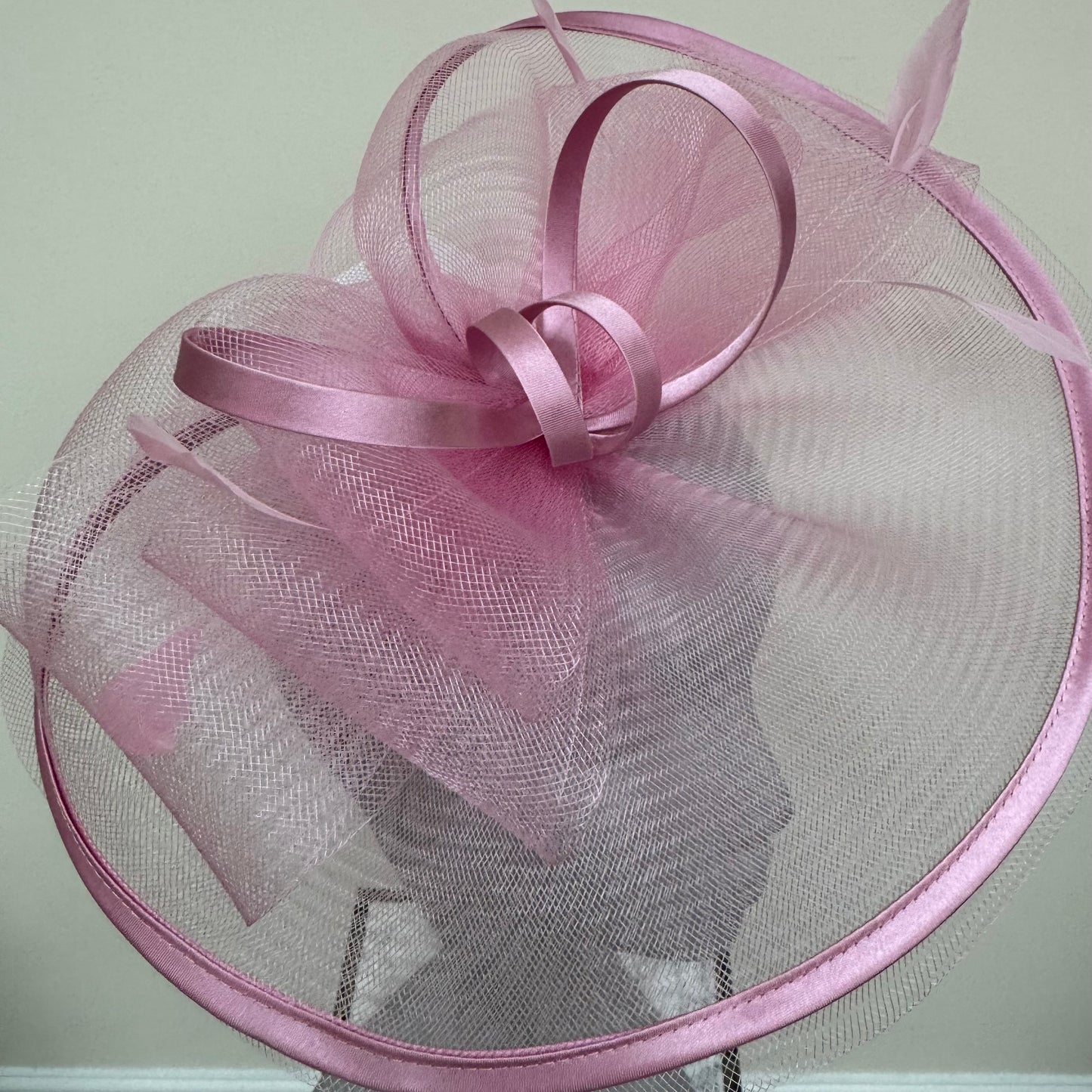 J Bees JB25/71 Quartz Pink Crin with Satin Edging and Detail Fascinator