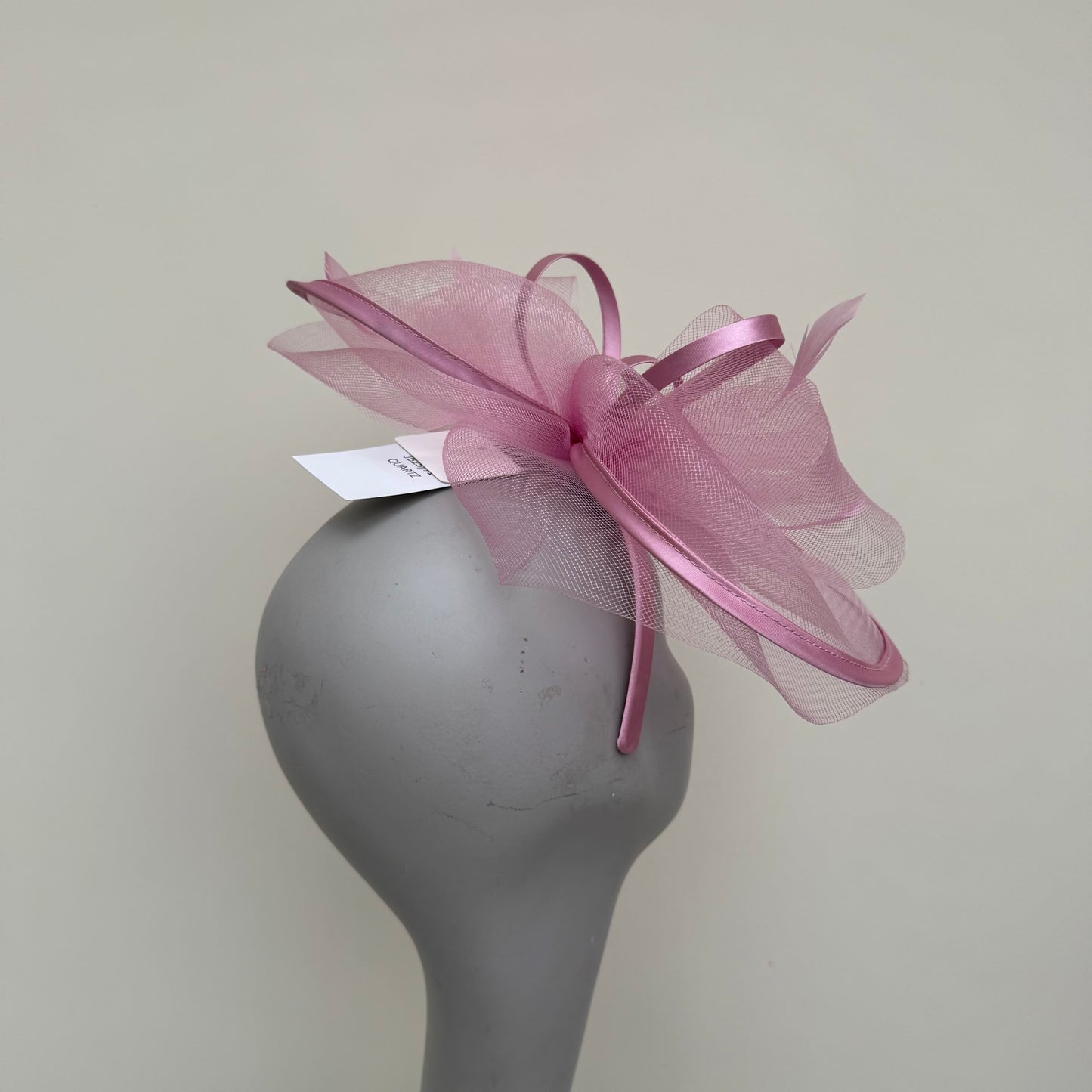 J Bees JB25/71 Quartz Pink Crin with Satin Edging and Detail Fascinator