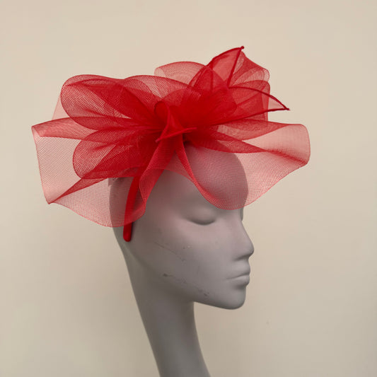 J Bees JB25/72 Poppy Red Mesh Fascinator