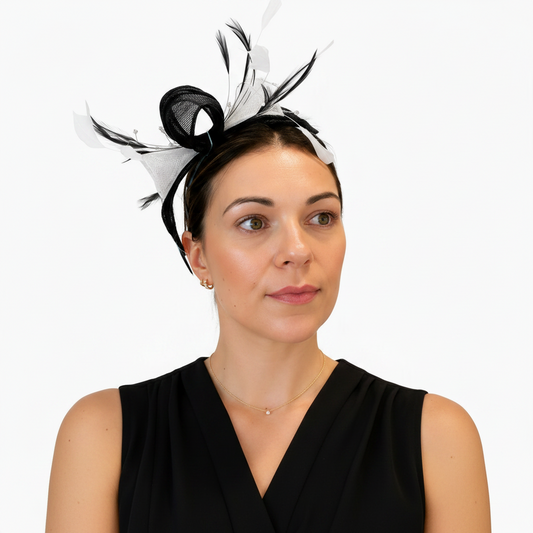 Max and Ellie CF1 Black & White Fascinator