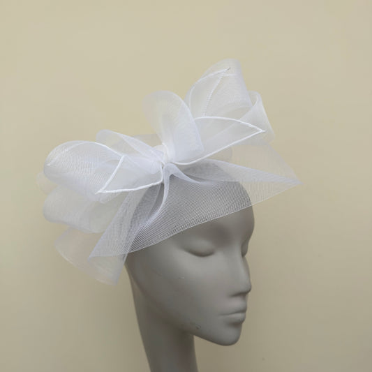 J Bees JB25/72 White Mesh Fascinator