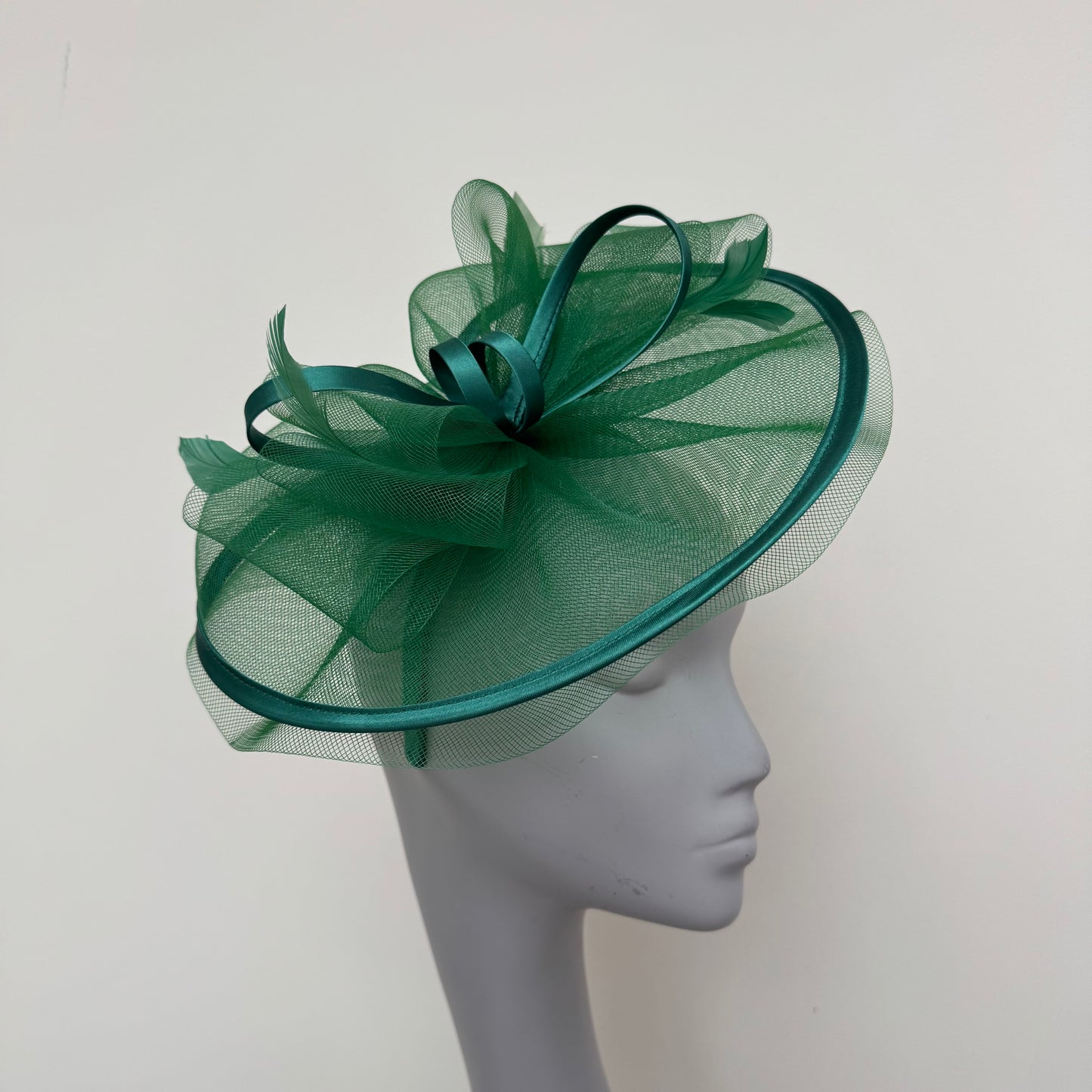 J Bees JB25/71 Sage Emerald Green Crin with Satin Detail Fascinator