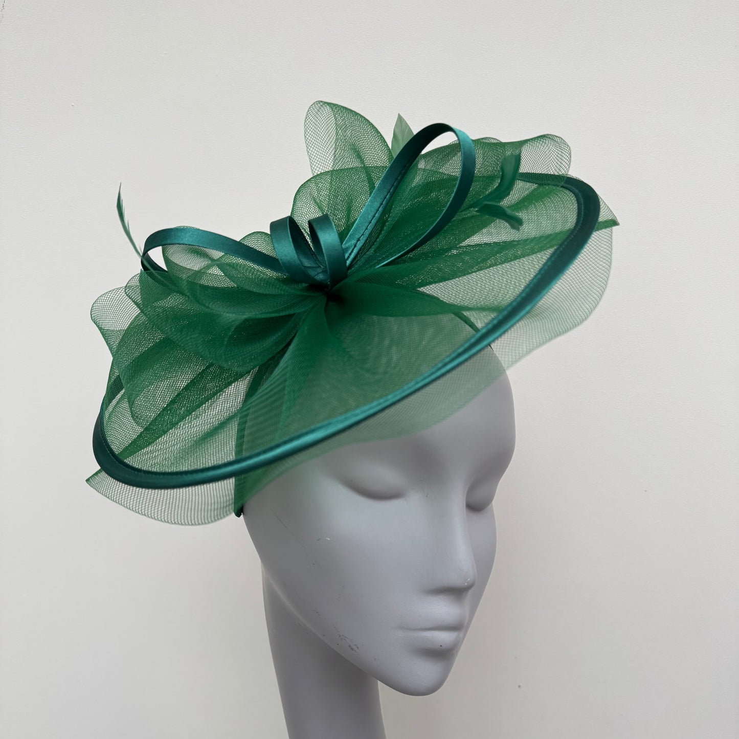 J Bees JB25/71 Sage Emerald Green Crin with Satin Detail Fascinator