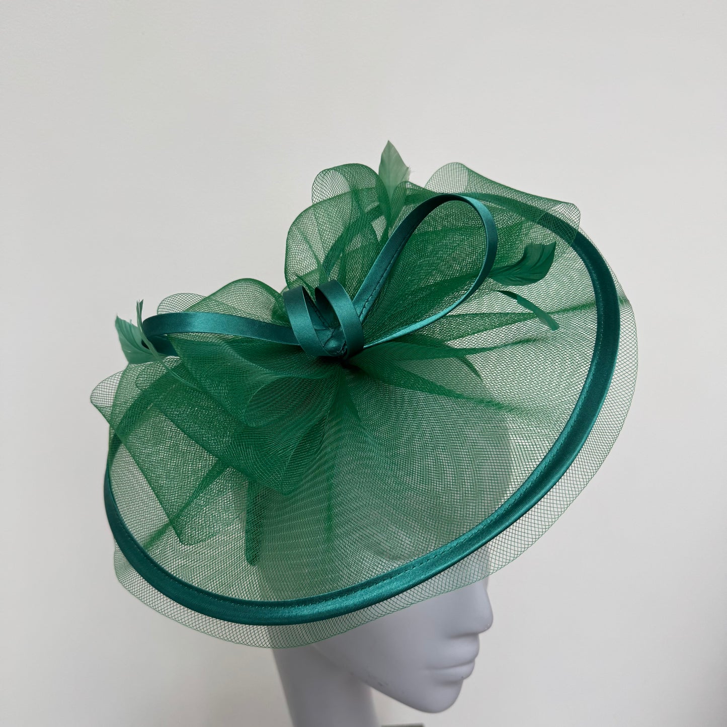 J Bees JB25/71 Sage Emerald Green Crin with Satin Detail Fascinator