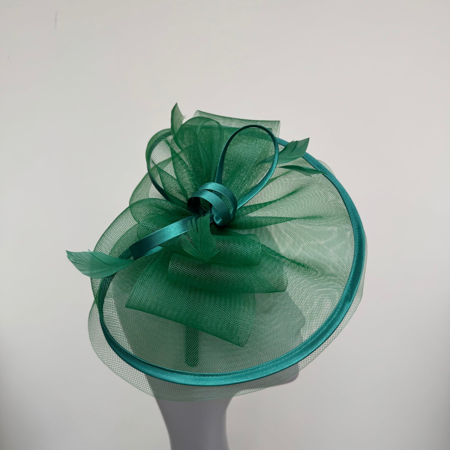 J Bees JB25/71 Sage Emerald Green Crin with Satin Detail Fascinator