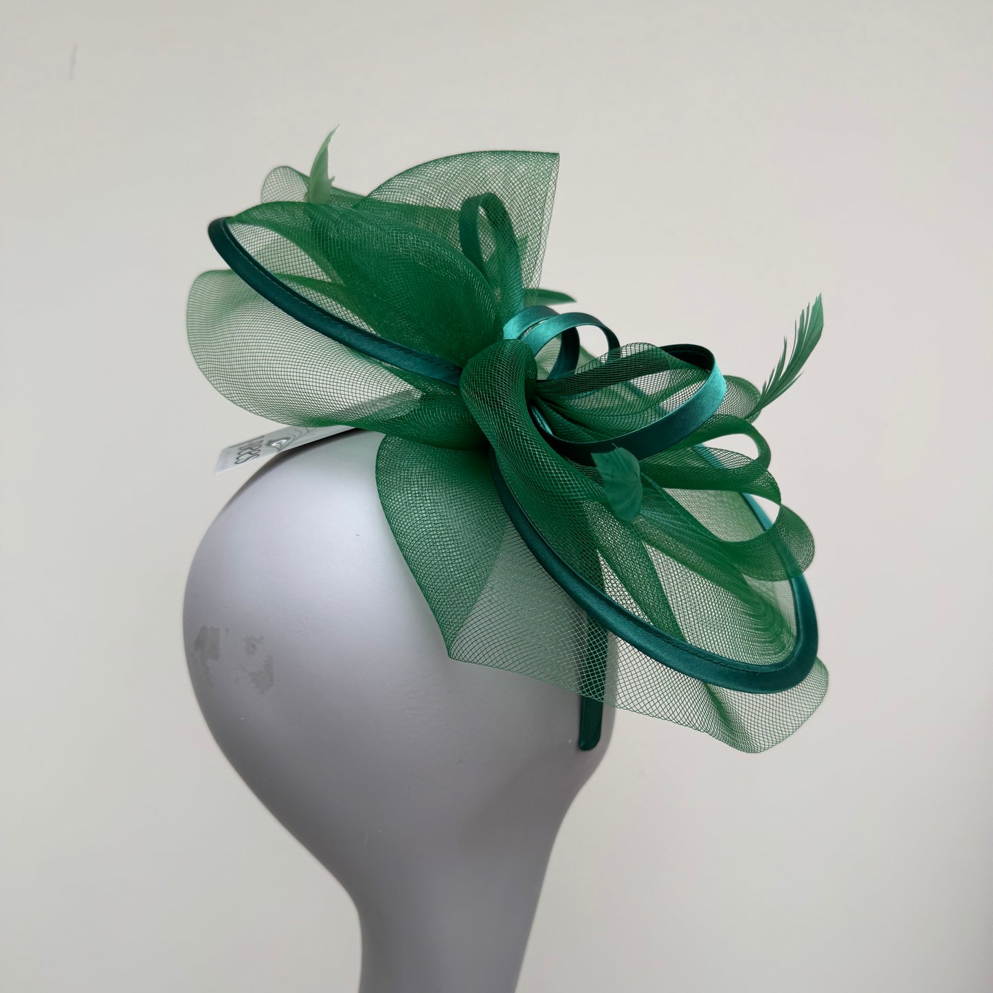 J Bees JB25/71 Sage Emerald Green Crin with Satin Detail Fascinator