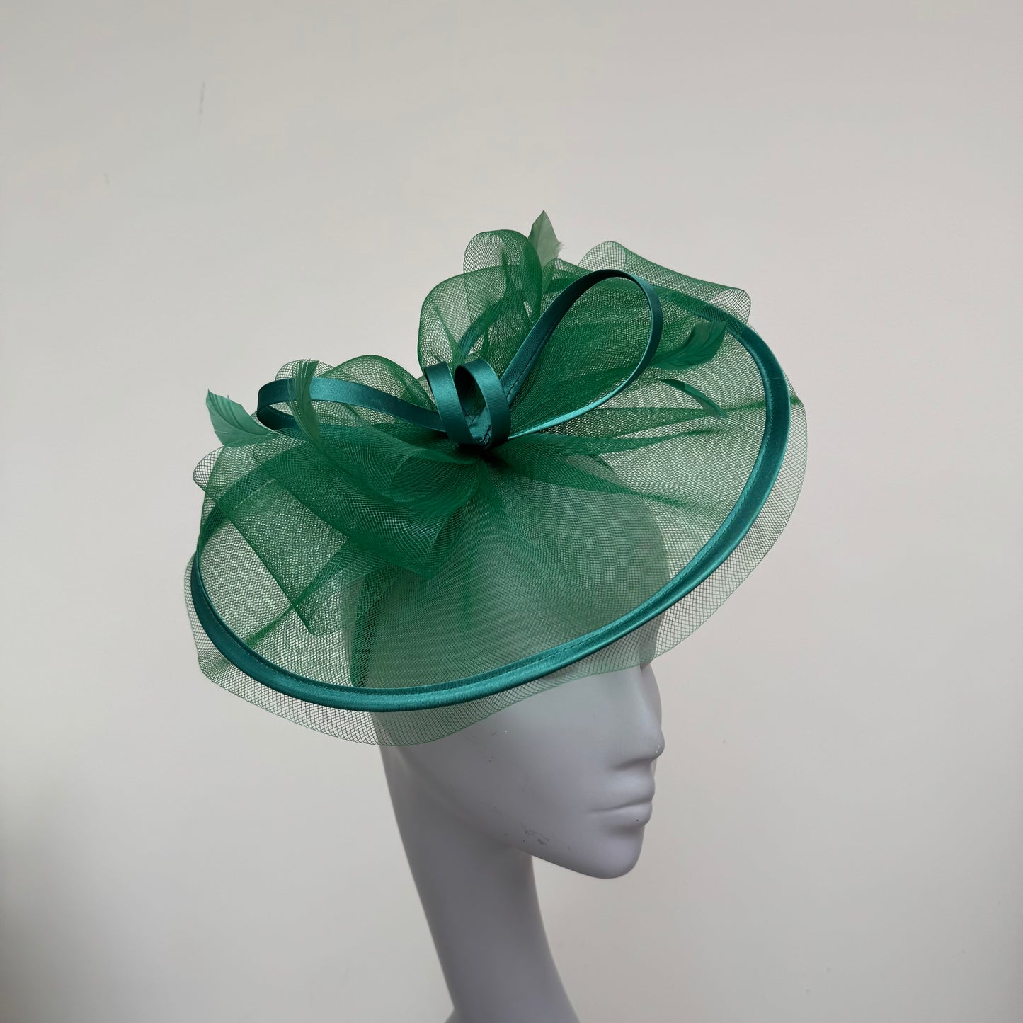 J Bees JB25/71 Sage Emerald Green Crin with Satin Detail Fascinator